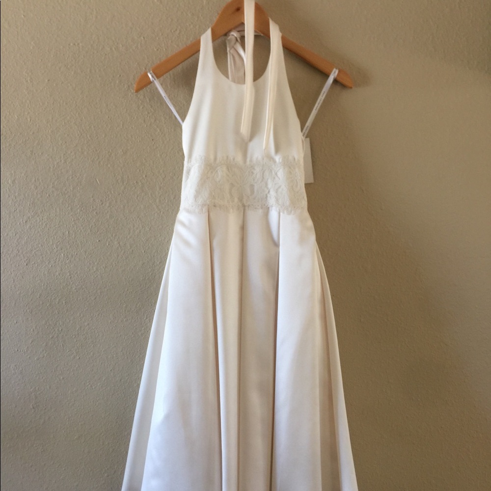 Ivory flower girl halter dress